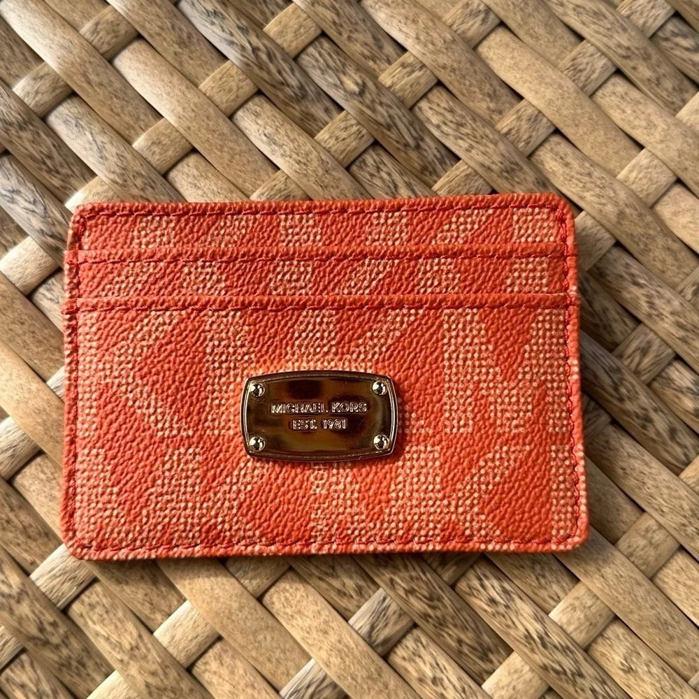 michael kors jet set leather monogram card holder
